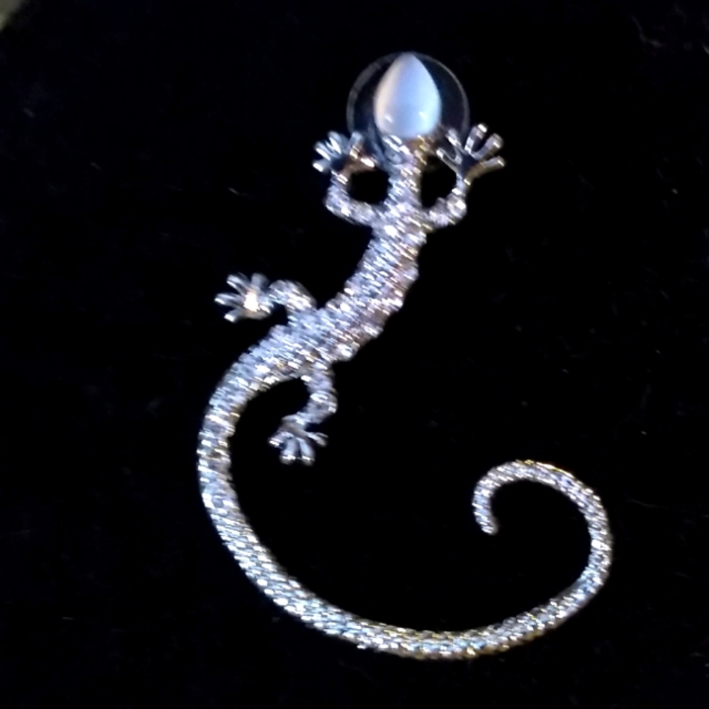 Silver Tone Wrap Around Gecko Left Earring